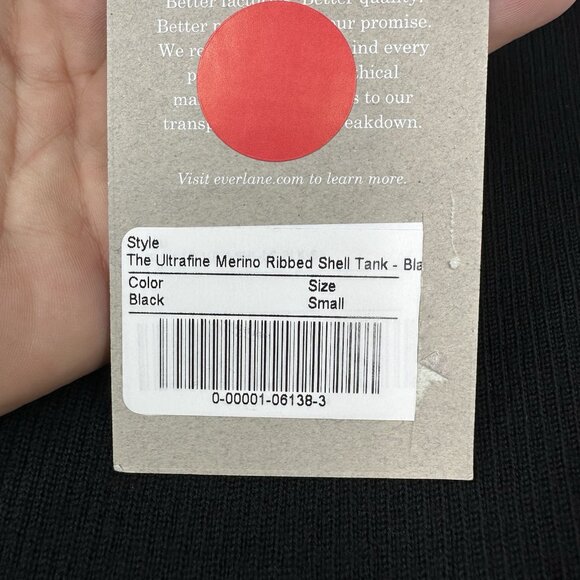 Everlane Women's NWT Black The Ultrafine Merino Ribbed‎ Shell Tank Sweater S/C23 - Picture 8 of 13